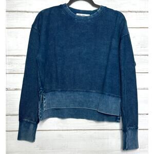 Moon Ryder Corded Crewneck Sweatshirt Washed Purple Cotton Long Sleeve Size XS